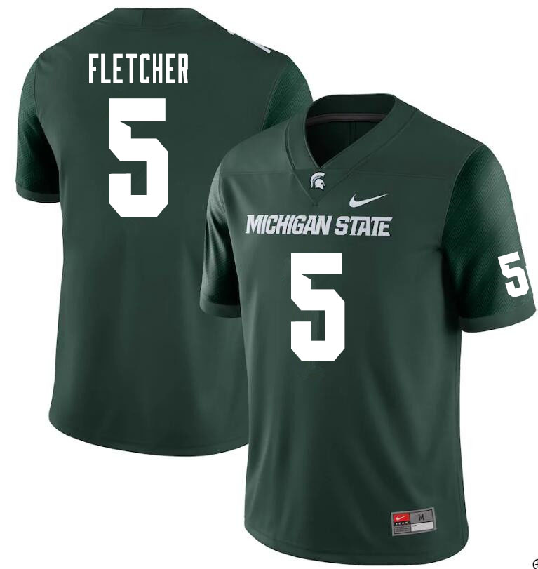 Men #5 Michael Fletcher Michigan State Spartans College Football Jerseys Sale-Green